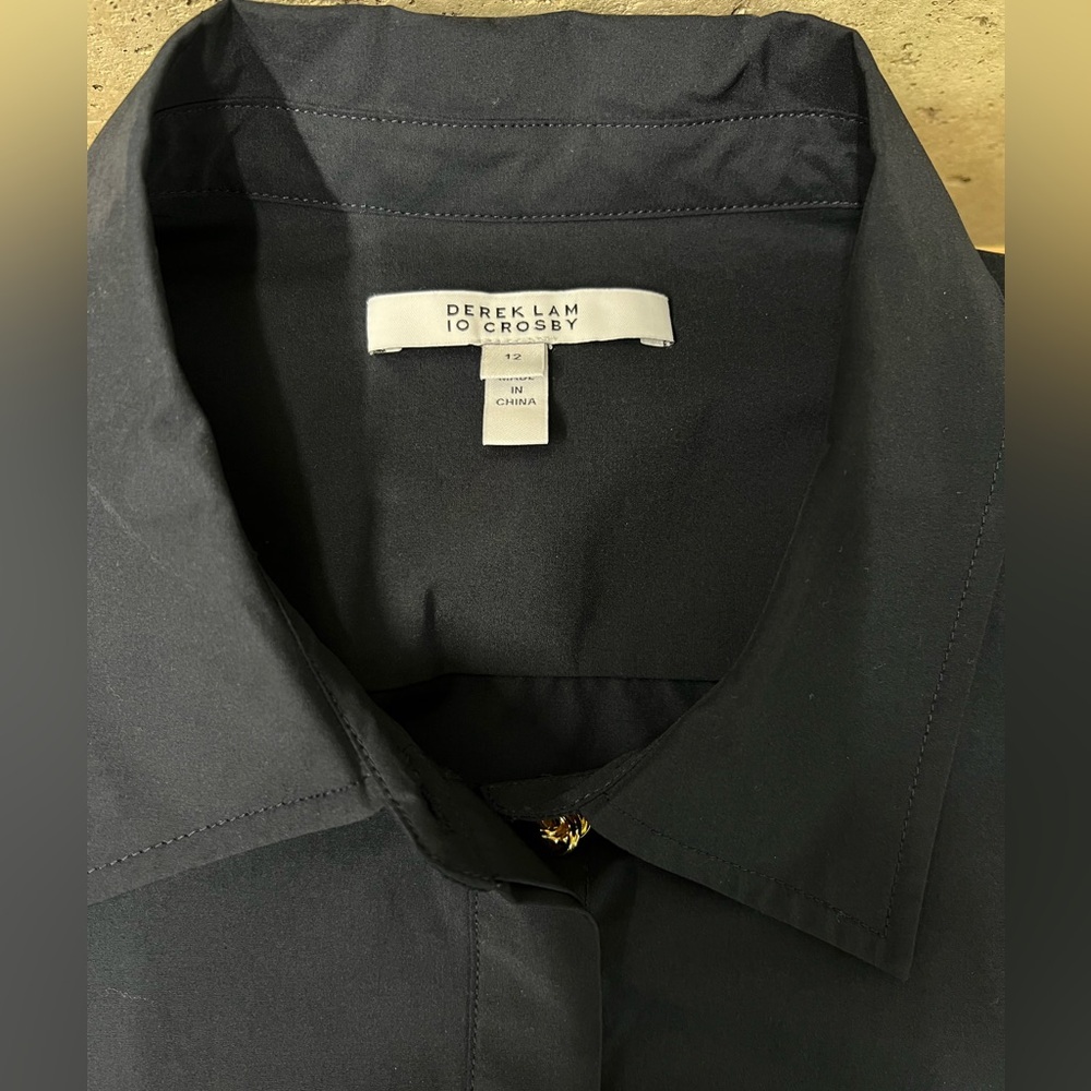 DEREK LAM 10 CROSBY stunning Annette Pleated Shirtdress - Navy 69% off retail - Picture 12 of 13